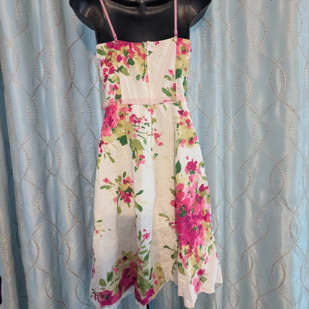 Floral Pink and Green Women's Dress - Picture 3 of 5